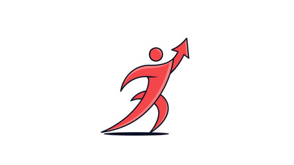 Fototapeta premium Red abstract figure symbolizing growth and success.