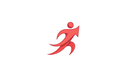 Fototapeta premium Red abstract human figure running forward with arrow shape.