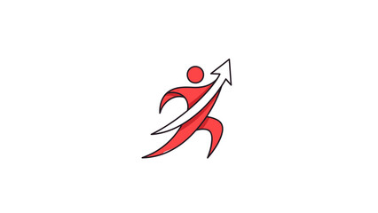 Obraz premium Red Human Figure with Upward Arrow Symbolizing Progress.