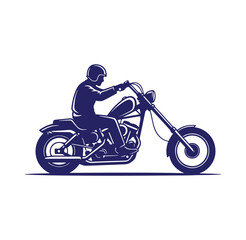 Fototapeta premium Person riding motorcycle on road in profile view with helmet