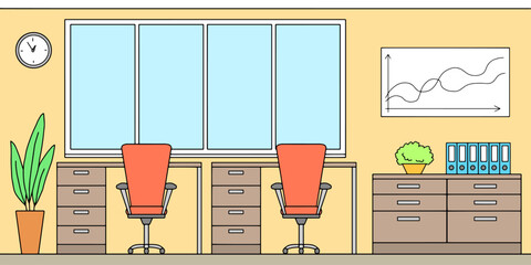 Office graphic color interior sketch illustration vector 