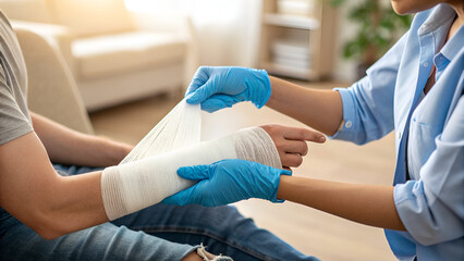 injured hand hand bandage