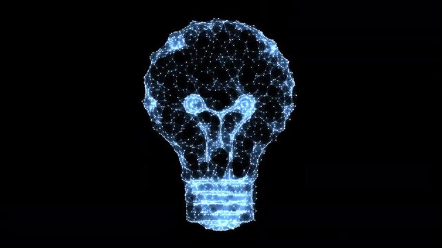 Abstract Geometric Light Bulb Animation, 4K Seamless Loop, ProRes 4444 with Transparent and Black Backgrounds, Not AI generated