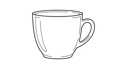 Simple Line Drawing of a Ceramic Coffee Mug, Empty and Ready for Use