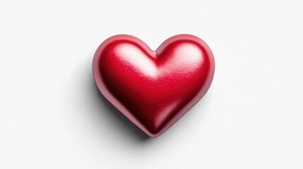 Fototapeta premium Shiny red heart symbol on a clean white background, representing love and romance