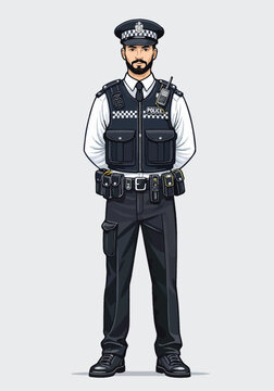 068-39-British male police officer wearing full uniform and tactical vest