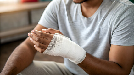 injured hand hand bandage