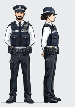 068-42-Two british police officers standing with tactical vests and duty belts