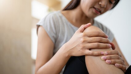 Woman Holding Knee in Pain - Healthcare and Wellness Concept
