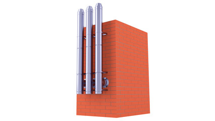 Obraz premium Stainless Steel Venting System - Exhaust Chimney Flue Pipe. 3D rendering isolated on white background. Ideal for professionals, educational, engineering, and industrial design.