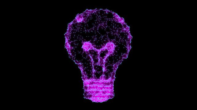 Abstract Geometric Light Bulb Animation, Seamless Loop, ProRes 4444 with Transparent and Black Backgrounds, Not AI generated