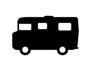 Simple black silhouette of an rv camper van travel icon Vector