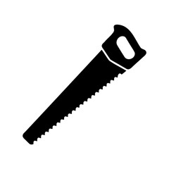 Classic hand saw tool silhouette for carpentry and work Vector