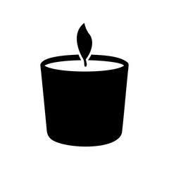 Minimalist burning candle icon silhouette, light source Vector