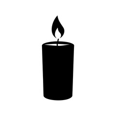 Burning candle icon graphic silhouette with a lit flame Vector