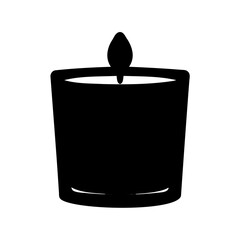 Stylized silhouette of a lit candle in a holder or jar Vector