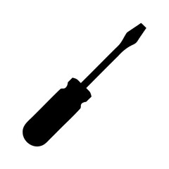 Classic flathead screwdriver black silhouette vector icon Vector