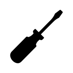 Flat head screwdriver tool simple icon for fixing tasks Vector