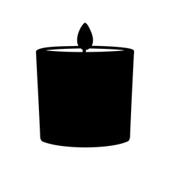 Black silhouette icon of a lit candle in a glass holder Vector