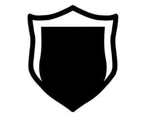 Black shield icon with white border for protection Vector
