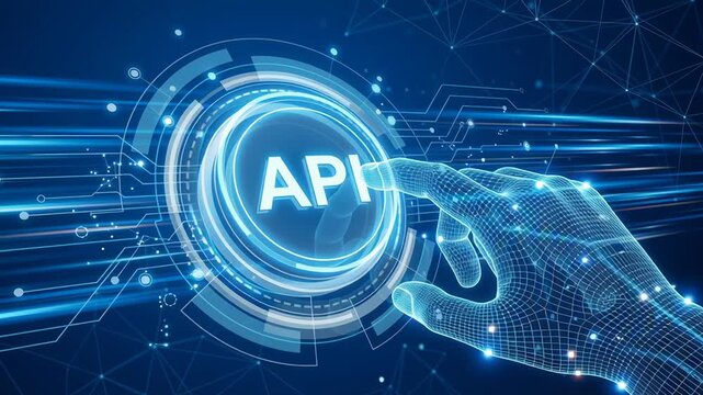 AI integration system with API core cloud for autonomous task SaaS development technology digital futuristic interface network data connection design