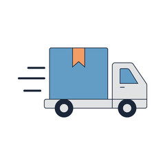 Fast Delivery Truck Carrying Large Package Box Vector Icon