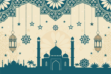 Depicting Elegant Islamic With Stars Lanterns Beautiful Professional Photo