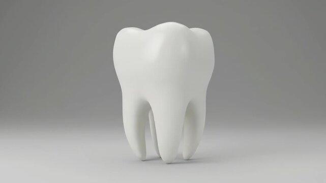 Molar tooth model showing oral anatomy and hygiene concepts, clean white enamel and root detail for dentistry, dental care, clinic education and professional treatment illustration