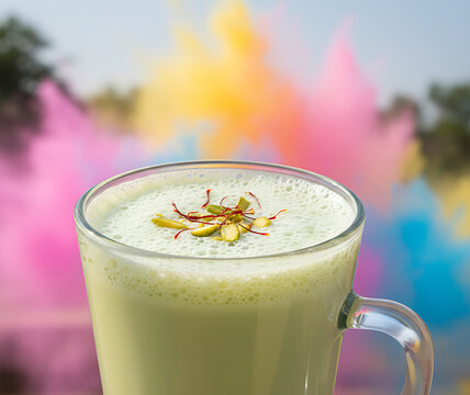 Traditional bhang thandai drink for Holi Rangpanchami celebration on dhulivandan/Holi pournima
