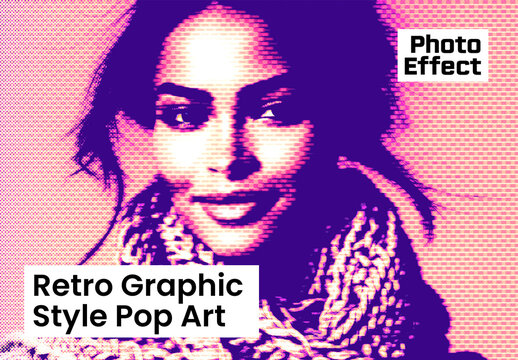 Retro Graphic Style Pop Art Photo Effect and