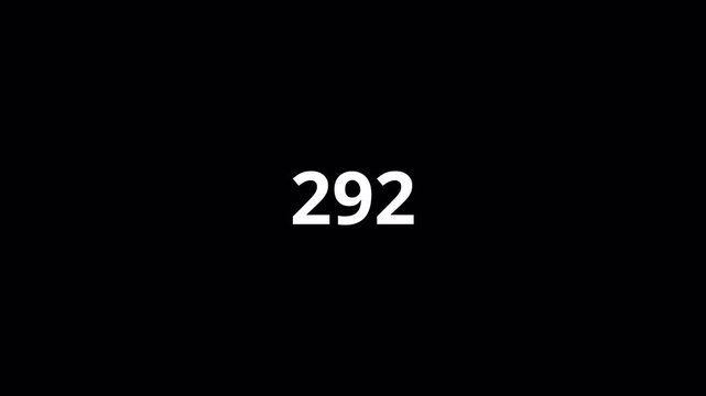 Number counter animation from 0 to 500 on a black background, animated number counter from zero to five hundred in 4k, counting number digits.