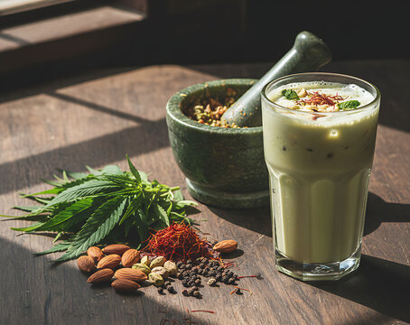 Traditional bhang thandai drink for Holi Rangpanchami celebration