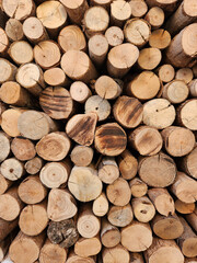 Fototapeta premium Stacked Wooden Logs Texture Background