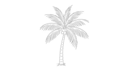 Fototapeta premium Line Art Palm Tree with Coconuts - Tropical Island Vegetation