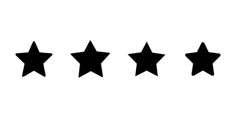 Obraz premium Star rating icon set of four black shapes with different points and rounded edges for quality feedback ranking and customer review evaluation systems