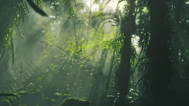 Sunlight Shining Through Mysterious Jungle Vines