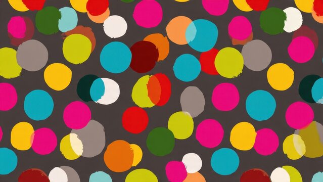 Colorful Polka Dot Pattern on Grey Background