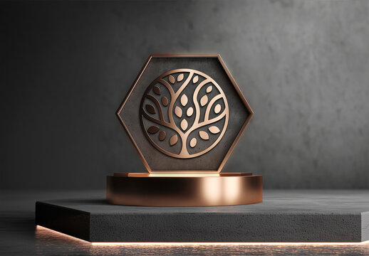 Trophy With Engraved Logo Mockup