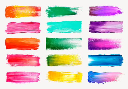 Vibrant Colorful Paint Strokes Element Set
