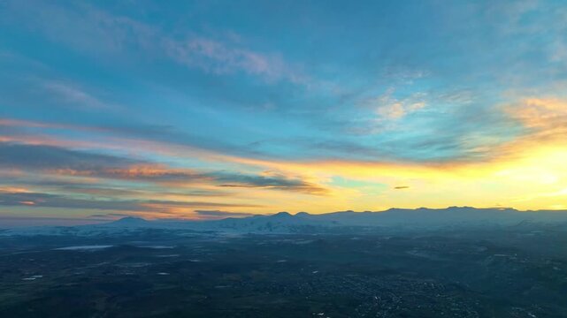 Mount Aragats and Ara ler at Sunrise, Armenia Landscape with Golden Morning Light