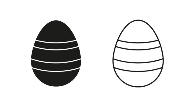 Easter eggs illustration set, minimalist design, vector art, black and white Vector