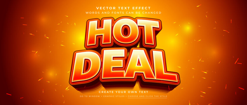 Hot deal text effect on gradient orange background