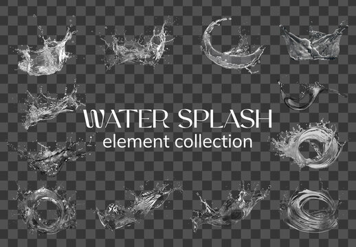 Dynamic Water Splash Element Design Set