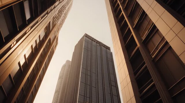 Tall, contemporary office buildings and residential towers define the city skyline, symbolizing growth, business, and innovation within a bustling downtown district