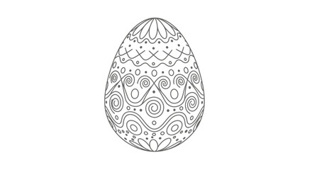 Fototapeta premium Ornate Easter Egg Outline Drawing, Festive Holiday Decoration, Vector Art
