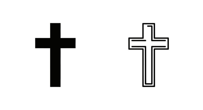 Minimalist cross designs, simple cross outline, black and white cross Vector