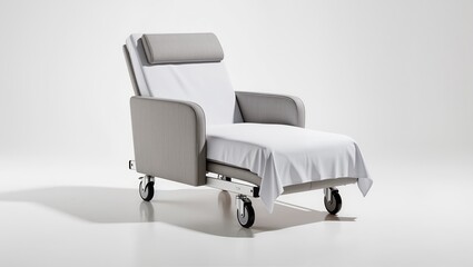 Modern hospital stretcher with adjustable backrest and padded surface