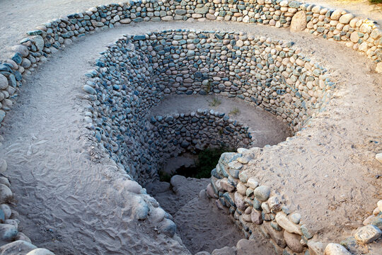 The ancient Nasca wells (Puquios) near Nazca, Peru