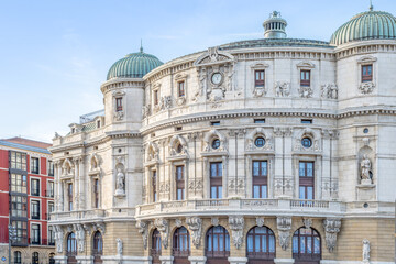 Obraz premium Arriaga Theater (Teatro Arriaga), Historic Opera House and Landmark, Neo-Baroque Facade, Bilbao, Spain