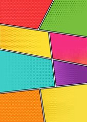 Colourful retro style comic book panels background manga pop art